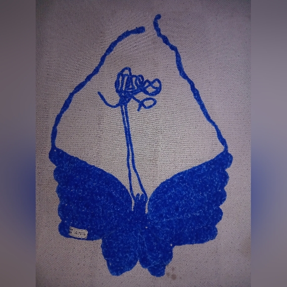 Blue Butterfly Crochet Top - Picture 2 of 2